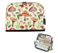 Foresta Funghi Beige Matite Pouch Zipper Pencil Case Big Storage Pencil Bags Teen Girls Pen Pouch Boy Estetica Bambini Cancelleria Rientro a Scuola Forniture