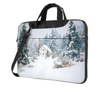 Foresta Invernale Bianca Con Una Casa Borsa Per Laptop Laptop Case 15.6 Pollice Borse Per Computer Imbottito Copertura Del Manicotto Per Le Donne