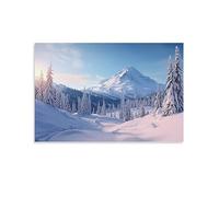 Foresta montagne innevate su tela arte da parete inverno albero neve paesaggio poster decorazione murale pittura arte per la casa stanza opere d'arte