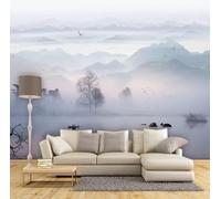 Foresta Nebbiosa Alta Montagna Fiume Uccelli Paese Delle Meraviglie 3D Carta Da Parati Facile Installare Mobili Sfondi Ufficio Divano Camera Letto Sfondo Decorazione Murale-200cm×140cm