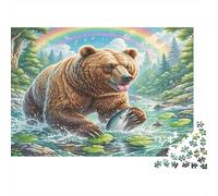 Foresta Orso Bruno Puzzle per Adulti Puzzle 1000 Pezzi Carta Torrente Arcobaleno Rilassamento Concentrazione Decorazione Famiglia Regalo 38x26cm/1000pcs