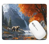 Foresta Tappetino Mouse Gaming, 42 x 35 cm Tappetino Mouse Orso, Impermeabile e Antiscivolo, Bordo Cucito Mousepad con Liscio Superficie, Moderno Mousepad per Ufficio Scrivania Natale Decor p1j-286