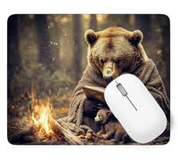 Foresta Tappetino Mouse Gaming, 42 x 35 cm Tappetino Mouse Orso, Impermeabile e Antiscivolo, Bordo Cucito Mousepad con Liscio Superficie, Moderno Mousepad per Ufficio Scrivania Natale Decor p1j-624