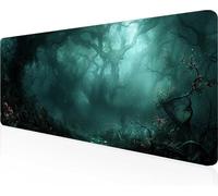Foresta Tappetino Mouse XXL 100x40 cm, Tappetino Mouse Gaming Lavabile, Verde con Bordi Cuciti, Fondo in Gomma Antiscivolo Resistente Tappeto Gaming per Lavoro Ufficio, Regalo Uomo PjY10956 V-6