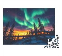 Forestaa notturna Jigsaw Puzzle 1000pcs (75x50cm) Adulti Aurora boreale Light Puzzle Gioco EduGattoivo Decorazioni Per La Casa
