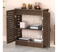 forestalk Armadio portaoggetti per router, organizer da pavimento con ripiani regolabili e gestione dei cavi, per camera da letto e soggiorno