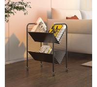 forestalk Carrello per libri a rotelle - Libreria mobile a 2 ripiani con ripiani inclinati per scuola, ufficio, biblioteca, camera da letto, aula