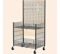 forestalk Carrello pieghevole in metallo con espositore a 2 ripiani, organizer portatile per mercati agricoli, fiere artigianali e cabine dei venditori