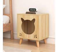 forestalk Comodino Moderno con cassetti ondulati, Piccolo Comodino con Piattaforma Aperta, Robusto Tavolo Laterale in Legno per Camera da Letto Soggiorno, Finitura Naturale 16x16x20 Pollici