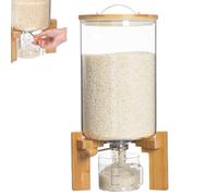 forestalk Dispenser per riso, contenitore ermetico per alimenti secchi, cereali, chicchi di caffè, con supporto in legno