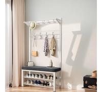 forestalk Panca da giardino per esterni, resistente alle intemperie, in metallo, per balconi e terrazze, elegante panca portaoggetti da ingresso con struttura in metallo