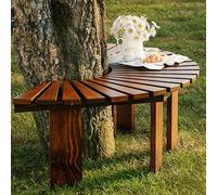 forestalk Panca in legno per albero di Natale, semicircolare, panchine da giardino per parco/cortile/portico/prato, decorazione per mobili da esterno per tutte le stagioni