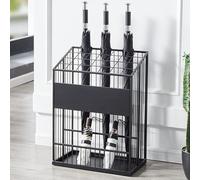 forestalk Portaombrelli Grande Commerciale, Portaombrelli Indipendente Portaombrelli Rettangolare in Metallo per Bastoni da Passeggio, Scaffale A Griglia Moderna(Color:Nero)