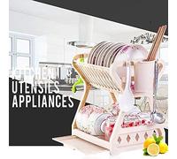 forestalk Scolapiatti a 2 ripiani, con scolapiatti rimovibile, salvaspazio, per piano di lavoro della cucina