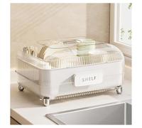 forestalk Scolapiatti - Scatola salvaspazio in plastica per scolapiatti per bancone della cucina, organizer compatto antipolvere