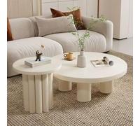 forestalk Tavolino da caffè moderno in legno, tavolo centrale per soggiorno, design rotondo per divano, tavolino da tè elegante e funzionale