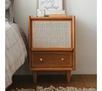 forestalk Tavolino laterale, comodino, moderno tavolino in legno per camera da letto, con grande cassetto e ripiano portaoggetti per camera da letto, soggiorno (dimensioni: senza luci, colore: A)