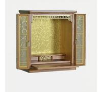 forestalk Tavolo da altare da meditazione con illuminazione a LED, nicchia e supporto per statue di Buddha, ideale per adorazione domestica e pratica spirituale, finitura noce