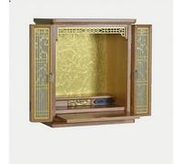 forestalk Tavolo da altare da meditazione con illuminazione a LED, nicchia e supporto per statue di Buddha, ideale per adorazione domestica e pratica spirituale, finitura noce