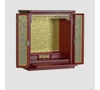 forestalk Tavolo da altare da meditazione con illuminazione a LED, nicchia e supporto per statue di Buddha, ideale per adorazione domestica e pratica spirituale, finitura noce