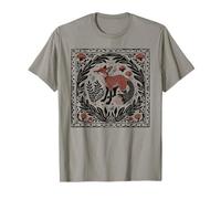 Forestcore Fox Linocut Print - Folklore e magia della Natura Maglietta