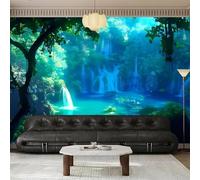 Foreste Verdi Fresche Cascate Laghi 3D Carta Da Parati Facile Installare Mobili Sfondi Ufficio Divano Camera Letto Sfondo Decorazione Murale-150cm×105cm