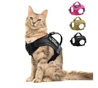 Forestpaw Pettorina per gatti a prova di fuga, per camminare, regolabile, con imbottitura in morbida rete, imbracatura tattica per gatti con maniglia di controllo, toppe Molle, nera