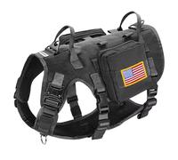 Forestpaw Pettorina tattica per cani di taglia media, con manico, antitiro, stile militare, con tasche regolabili, per cani di taglia media, nero, petto 54,6-114,3 cm