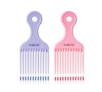 Foretic Pettine liscio per capelli ricci, spessi, medio-lunghi, per peli del viso (rosa, viola)