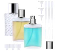 FORETOGO 3 Pezzi 50ml Flacone Spray Vuoto,Portatile Smerigliato Atomizzatore Profumo Trasparente Vetro Vuoto Boccetta Profumo Ricaricabile,Porta Profumo da Viaggio con Imbuto,Contagocce,Dispenser