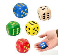 FORETOGO 5 Pezzi Dadi in Legno Da 30 mm,Dadi Colorati Da Gioco in Naturale a Sei Lati Numeri 1-6,per Giochi da Tavolo,Giochi di Carte