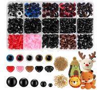 FORETOGO 752 Pezzi Occhi per Amigurumi,Colorati Occhi e Nasi per Pupazzi con Rondella,Occhi di Sicurezza Amigurumi,Set Occhi e Nasi per Peluche per Bambole all'Uncinetto,Peluche,Artigianato Fai da Te