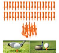 FORETOGO Tee da golf in plastica, 100 pezzi, arancione Castle Tees da 70 mm, portatili, riutilizzabili, accessori per allenamento, pratica e uso in campo