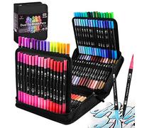 FORETOY Brush Pen 100 colori Pennarelli Lettering, Dual Brush Pen con Punta Fine e Punta Brush, Penne da Colorare ad Acquerello per Adulti Bullet Journal, Lettering, Mandala e Disegnare