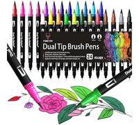 FORETOY Dual Brush Pen 24 colori Pennarelli Lettering, Punta Fine e Punta Brush, Penne da Colorare per Adulti Bullet Journal, Lettering, Mandala e Disegnare