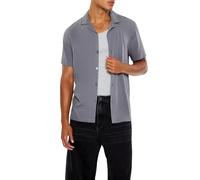 Forever 21 Camicia da uomo in rayon con colletto cubano, Grigio, XX-Large