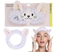 Forever 21 Fascia per capelli in peluche, orsetto viola, fascia per spa Kawaii per lavare il viso, accessori essenziali per spa e cura di sé