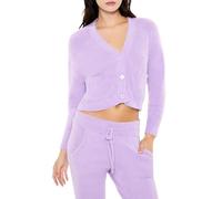 Forever 21 Maglione Cardigan Fuzzy Donna, Viola, S