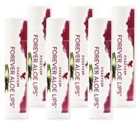 Forever Aloe Lips, matita per la cura delle labbra di alta qualità con aloe vera, olio di jojoba e cera d'api per labbra secche e screpolate, certificato dermatest, senza glutine (6 x 4,25 g)