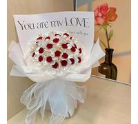 Forever Artificial Rose Bouquet Gift for Her, Romantic Faux Flower Bouquet for Anniversary,Birthday, Valentine’s Day,Wedding Decor,Mother's Day,Home Decoration (Material package-C,52 flowers)
