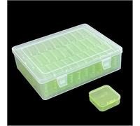 Forever bene Scatola Porta Oggetti 31 Pezzi - Organizer Minuteria in Plastica Trasparente con Coperchio per Diamond Painting, Viti, Gioielli, Set Modulare (Verde)