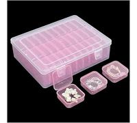 Forever bene Scatola Porta Oggetti 31 Pezzi - Organizer Minuteria in Plastica Trasparente con Coperchio per Diamond Painting, Viti, Gioielli, Set Modulare (Rosa)