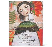 Forever Blessed Floral Red 8 x 6 Wood and Canvas Decorative Wall Art Sign