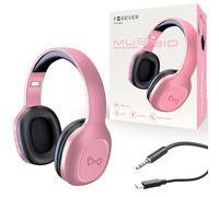FOREVER BTH-505 - Cuffie Bluetooth Over-ear in rosa, pieghevoli, con super bassi, lunga durata fino a 8 ore per telefoni cellulari/TV/Viaggi/Corsi online/Home Office