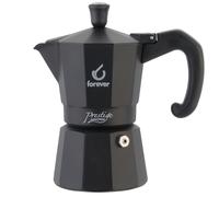 FOREVER Caffettiera Moka per Induzione, Miss Moka Prestige Induction 'All Black', Caffettiera Moka per Casa, Caffettiera Portatile per Viaggio, inclusa Guarnizione in Silicone (2, Tazze)
