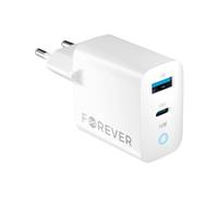 Forever Caricatore rapido GaN PD QC 1 X USB, 1 X USB-C 45 W per tutti i telefoni cellulari iPhone Xiaomi Huawei Motorola Samsung 3A alta qualità, smartphone, sigaretta elettrica, smartwatch, iPad