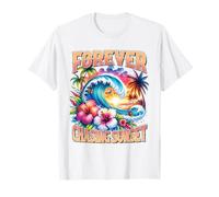 Forever Chasing Tramonto Onda Tropicale Ibisco Palma Surf Maglietta