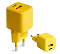 FOREVER COLORUM Caricatore USB C/A 30W Giallo - Caricabatterie Rapido con Power Delivery - Presa con Custodia Resistente al Fuoco e Tecnologia GaN