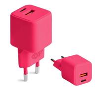FOREVER COLORUM Caricatore USB C USB A 30W Magenta - Funzione di Caricabatterie Rapido e Tecnologia Power Delivery - Presa USB con Custodia Resistene al Fuoco e Tecnologia GaN - Caricatore USB A USB C