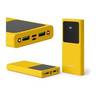 FOREVER Colorum Power Bank 10000 mAh Giallo - Batteria Portatile con USB-C e microUSB - Power Bank con Schermo LED - Powerbank Ricarica Rapida di Due Dispositivi con Due Luci LED